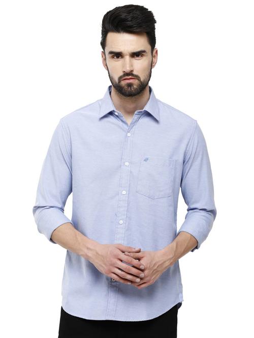 blue cotton blend casual shirt - 19871284 - Very Small Image - 1