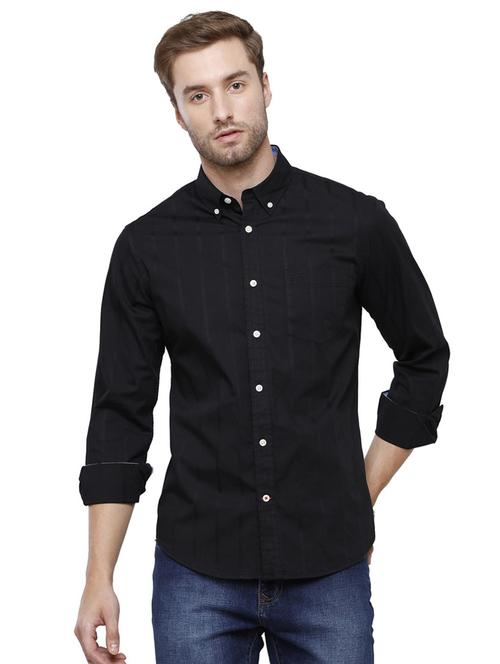 black cotton blend casual shirt - 19871294 - Very Small Image - 1