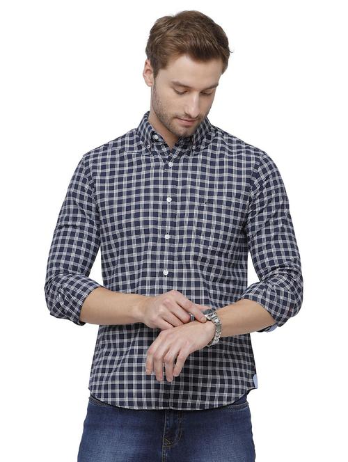 blue cotton blend casual shirt - 19871387 - Very Small Image - 1