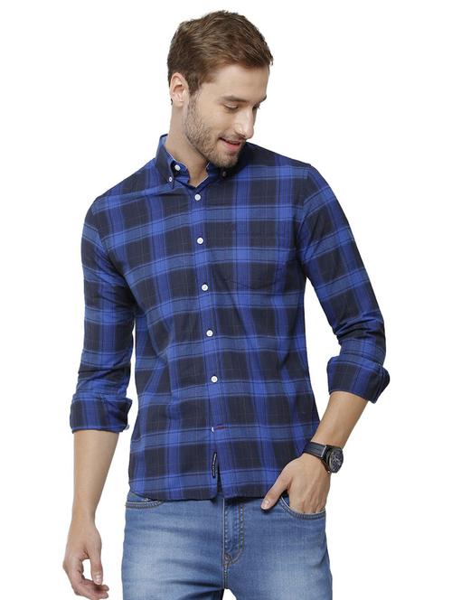 blue checkered casual shirt - 19871405 - Very Small Image - 1
