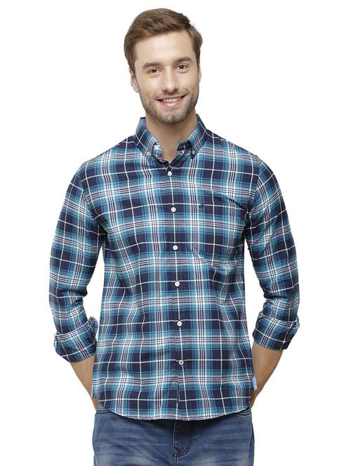 blue checkered casual shirt - 19871409 - Very Small Image - 1