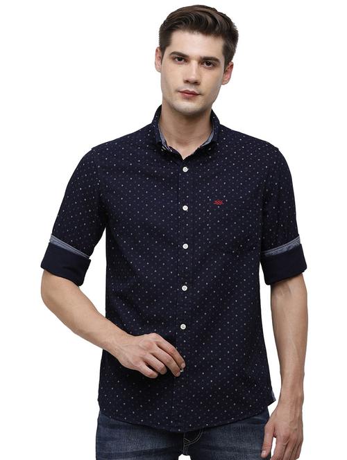 blue cotton blend casual shirt - 19871473 - Very Small Image - 1