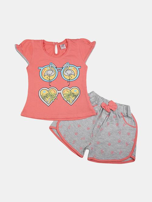girls printed t shirt and shorts set - 19873229 - Very Small Image - 1