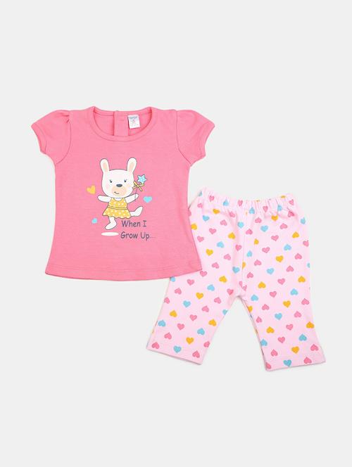 girls round neck printed capri set - 19873274 - Very Small Image - 1