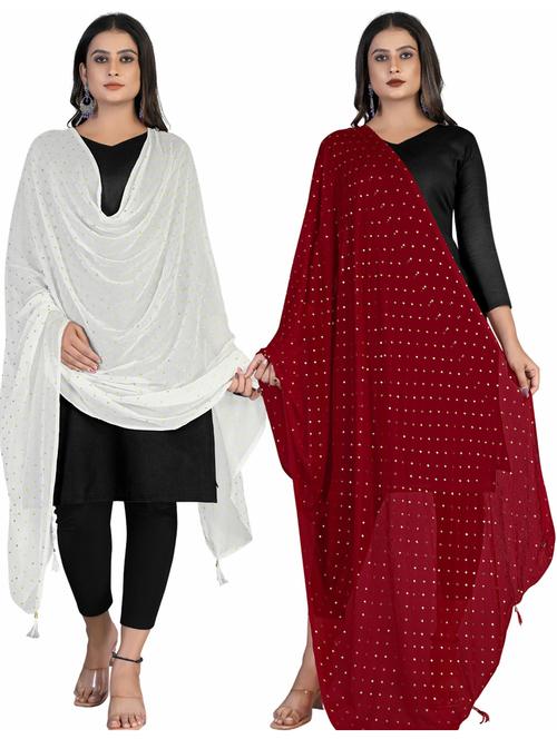 pack of 2 multi colored self designed dupatta - 19874099 - Very Small Image - 1
