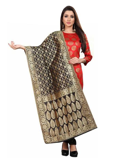 black self designed banarasi dupatta - 19874268 - Very Small Image - 1