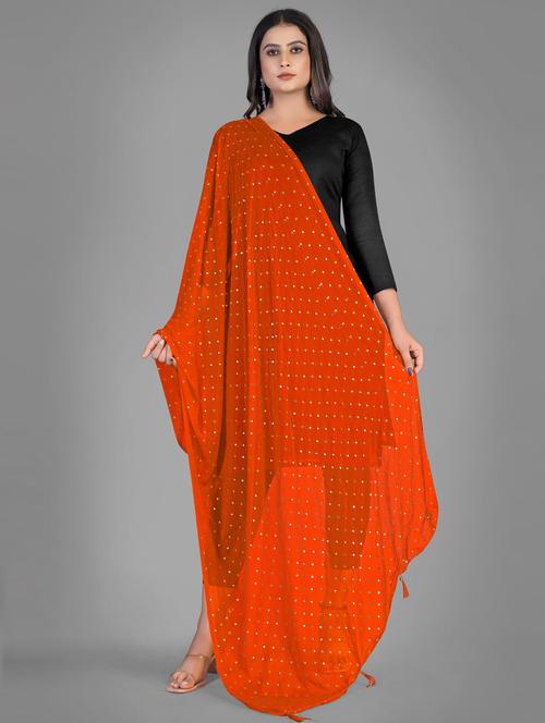 orange embellished dupatta - 19874326 - Very Small Image - 1
