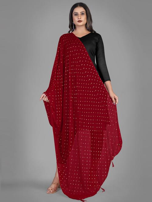 maroon chiffon dupatta - 19874342 - Very Small Image - 1