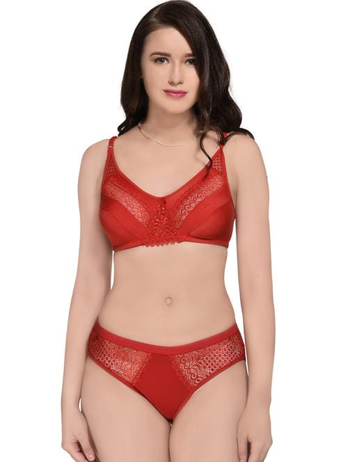 red lycra bras and panty set - 19874780 - Very Small Image - 1