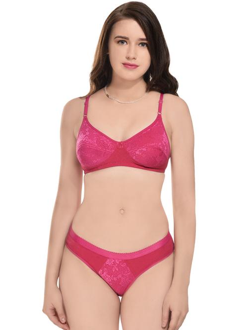 pink hosiery bras and panty set - 19874786 - Very Small Image - 1