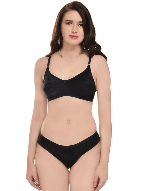 black hosiery bras and panty set - 19874788 - Very Small Image - 1