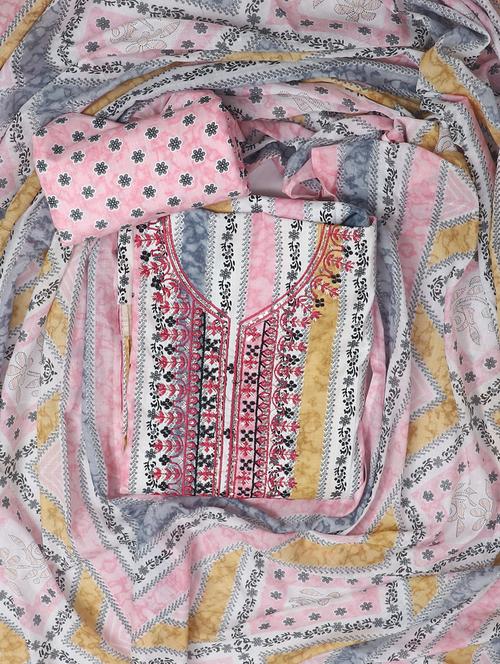 printed unstitched suit set - 19874990 - Very Small Image - 1