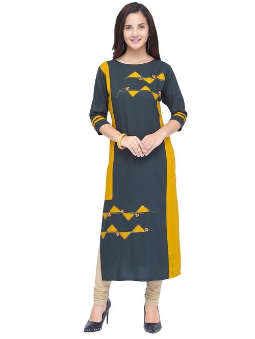 color block straight kurta - 19875215 - Very Small Image - 1