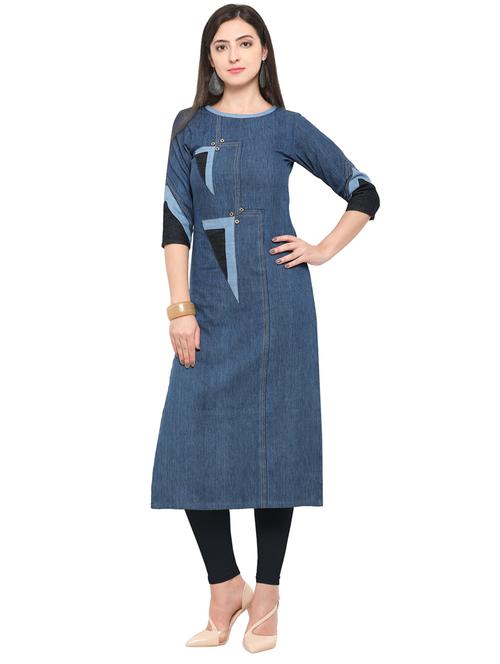 women cotton blend straight kurta - 19875238 - Very Small Image - 1