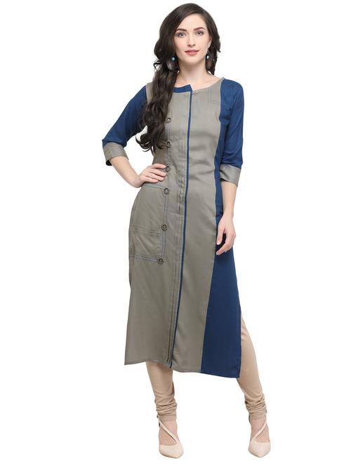 color block straight kurta - 19875272 - Very Small Image - 1
