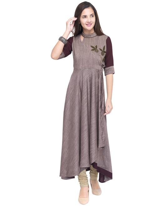 self design high-low kurta - 19875279 - Very Small Image - 1