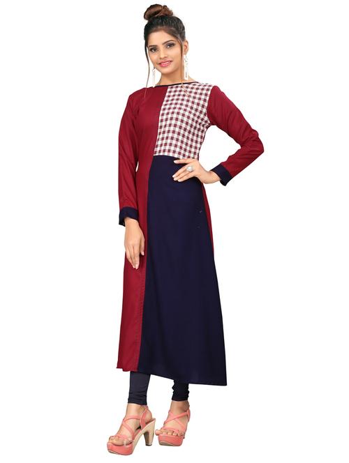 color block a-line kurta - 19875333 - Very Small Image - 1