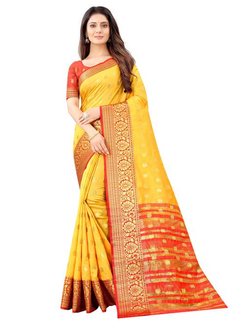 yellow art silk banarasi saree - 19875374 - Very Small Image - 1