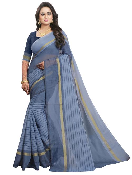 grey cotton chanderi saree with blouse - 19875470 - Very Small Image - 1