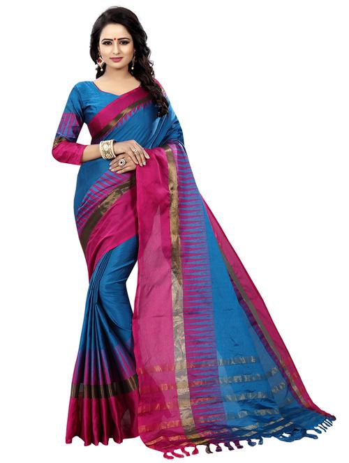 blue cotton blend narayanpet saree - 19875512 - Very Small Image - 1