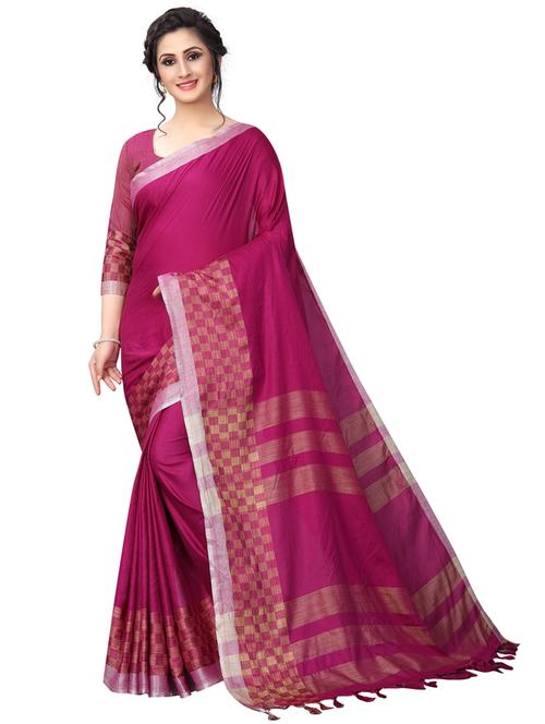 magenta cotton blend mysore saree - 19875552 - Very Small Image - 1