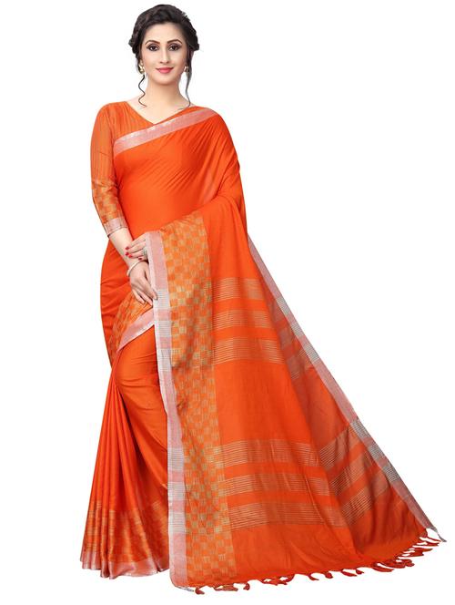 orange cotton blend mysore saree - 19875553 - Very Small Image - 1