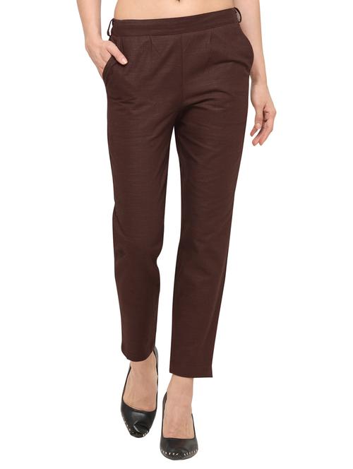 mid rise solid cigarette pants trousers - 19875602 - Very Small Image - 1