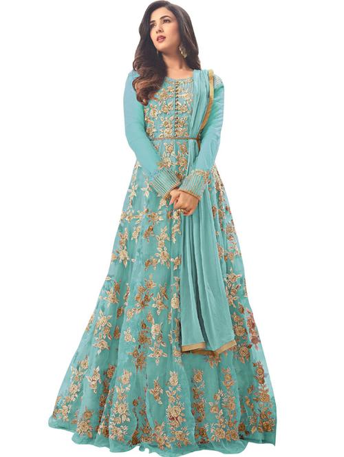 self design semi-stitched anarkali suits - 19876407 - Very Small Image - 1