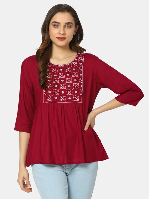solid rayon straight kurti - 19876608 - Very Small Image - 1