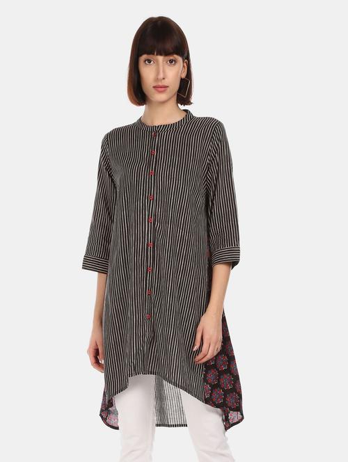 stripes cotton high -low kurti - 19876626 - Very Small Image - 1