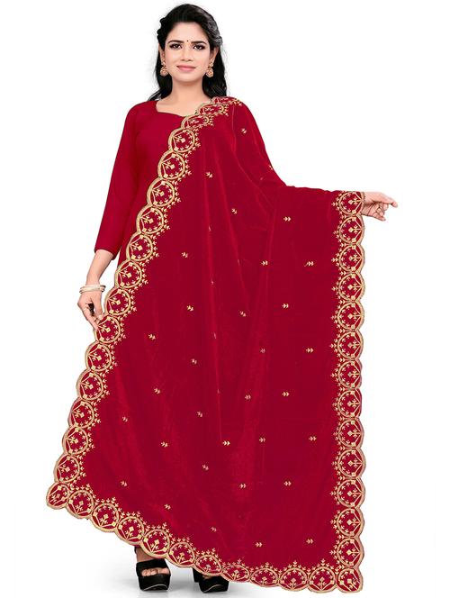 red velvet dupatta - 19877532 - Very Small Image - 1