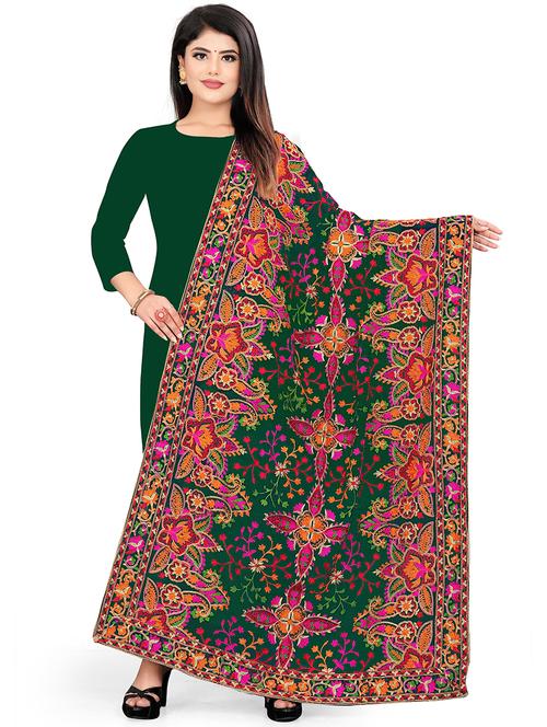 green self designed embroidered dupatta - 19877641 - Very Small Image - 1