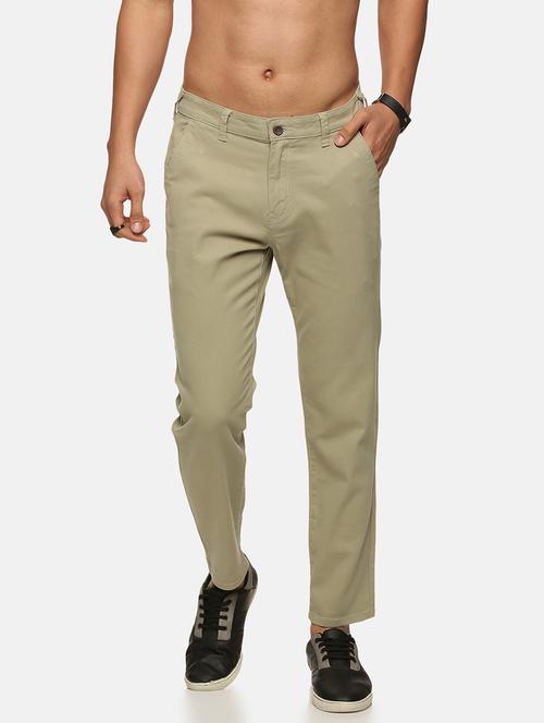 green cotton flat front casual trousers - 19878630 - Very Small Image - 1