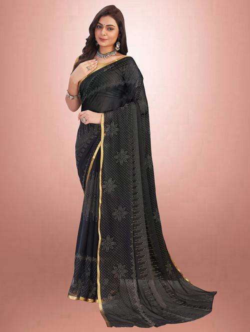 printed saree with blouse piece - 19879159 - Very Small Image - 1
