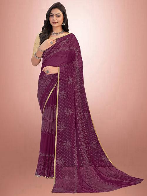 magenta jacquard printed saree - 19879215 - Very Small Image - 1