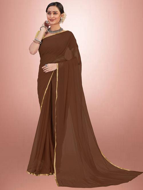 solid with bordered saree - 19879257 - Very Small Image - 1