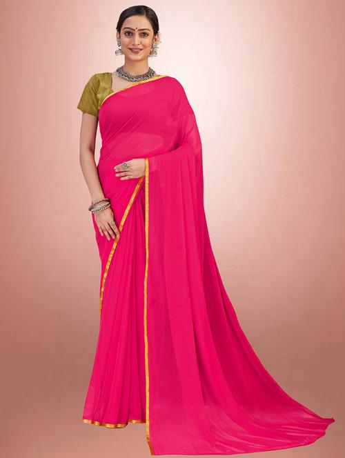 solid plain saree whit blouse piece - 19879332 - Very Small Image - 1
