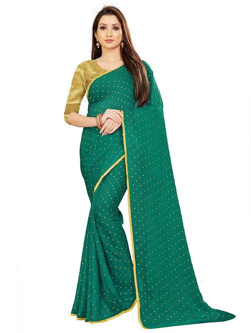 green chiffon printed saree - 19879340 - Very Small Image - 1