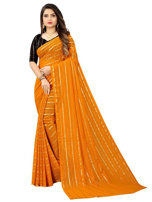 yellow georgette printed saree - 19879348 - Very Small Image - 1