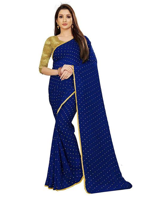 dark blue chiffon printed saree - 19879355 - Very Small Image - 1