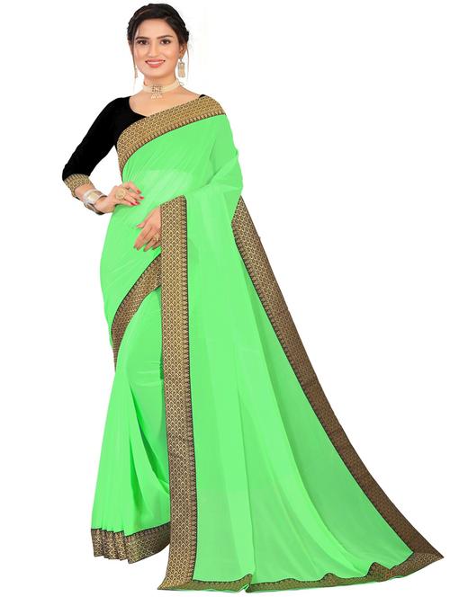 green georgette jamdani saree - 19879456 - Very Small Image - 1