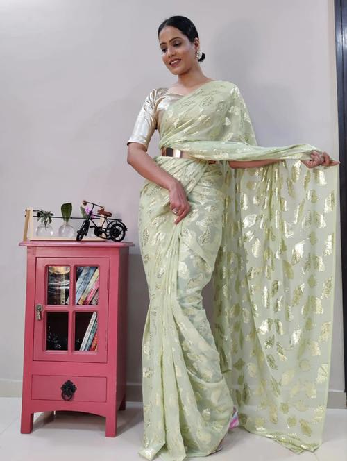 self design georgette saree - 19879880 - Very Small Image - 1