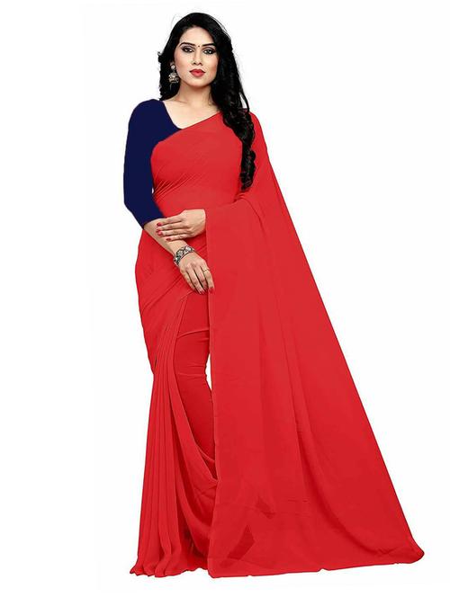solid plain chiffon saree - 19879937 - Very Small Image - 1