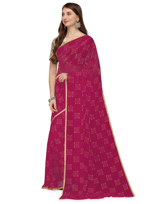 foil printed saree with blouse - 19880355 - Very Small Image - 1