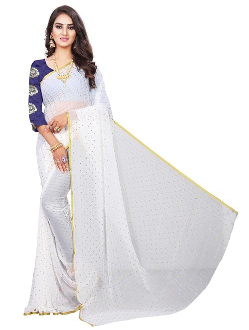 foil printed saree with blouse - 19880359 - Very Small Image - 1