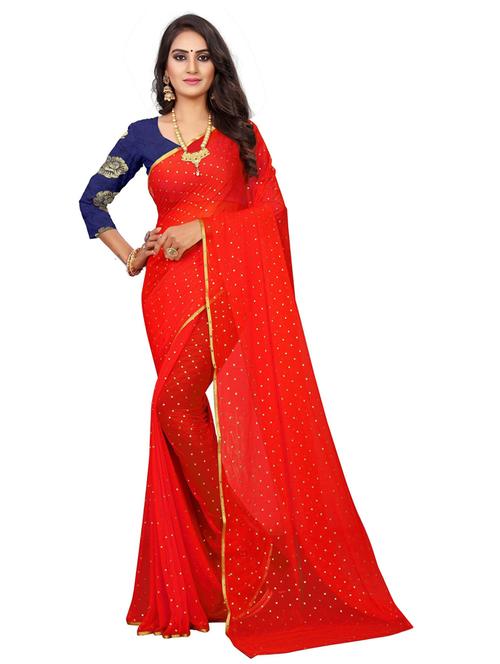 foil printed saree with blouse - 19880379 - Very Small Image - 1