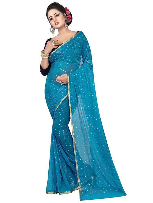 foil printed saree with blouse - 19880387 - Very Small Image - 1