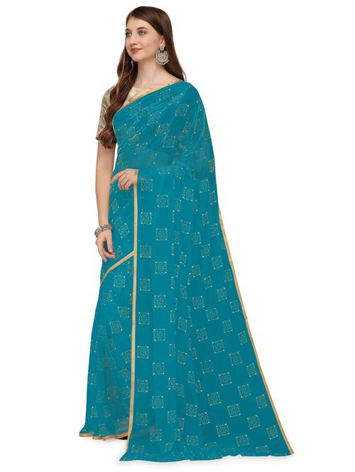 foil printed saree with blouse - 19880396 - Very Small Image - 1