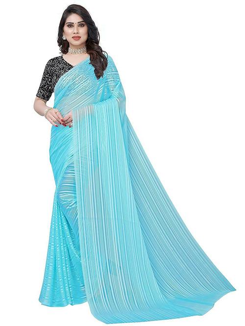 striped printed saree with blouse - 19880456 - Very Small Image - 1