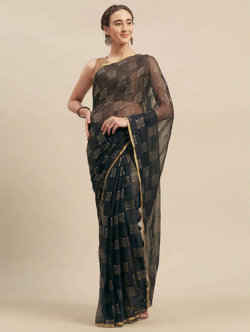 foil printed saree with blouse - 19880626 - Very Small Image - 1